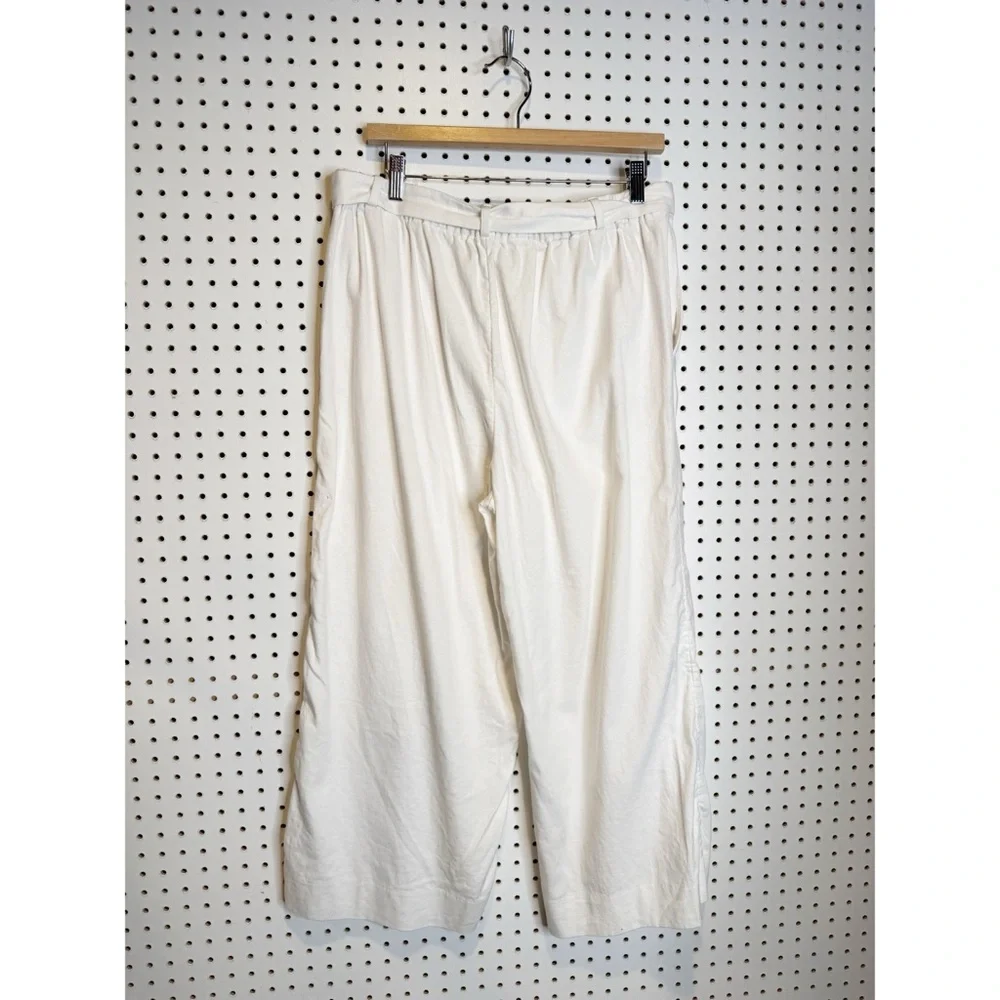 Banana‎ Republic | Rowan Wide-Leg Tie-Waist Linen Blend Crop Pant in White